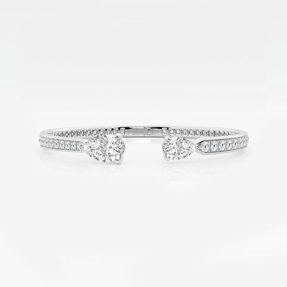 6 2/5 ctw Pear Lab Grown Diamond Hinged Open Pave Bangle Bracelet    14K White Gold, E, VS1