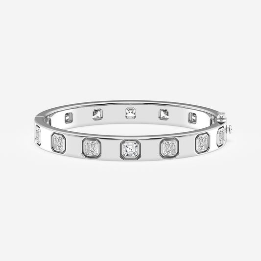10 3/4 ctw Asscher Lab Grown Diamond  Bangle Bracelet - 7 Inches    14K White Gold, DE, VS1