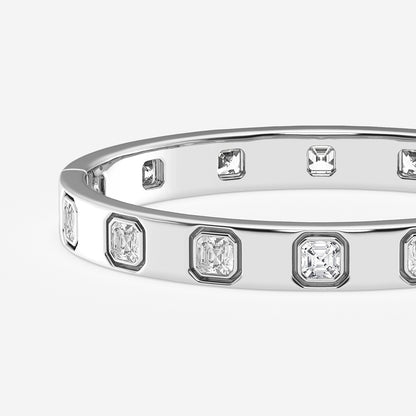 10 3/4 ctw Asscher Lab Grown Diamond  Bangle Bracelet - 7 Inches    14K White Gold, DE, VS1