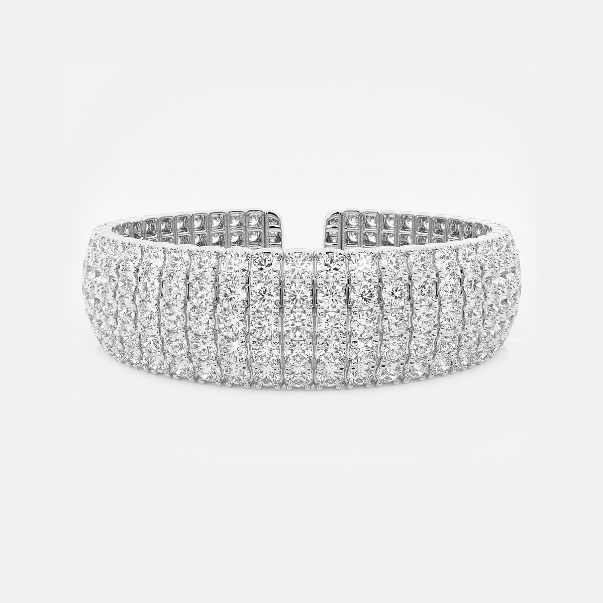 32 1/2 ctw Round Lab Grown Diamond Multi-Row Flex Cuff Bracelet - 7 Inches    Platinum, DE, VS1