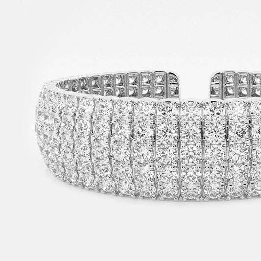 32 1/2 ctw Round Lab Grown Diamond Multi-Row Flex Cuff Bracelet - 7 Inches    Platinum, DE, VS1