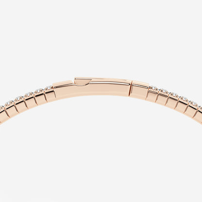 2 ctw Round Lab Grown Diamond Flex Bangle Bracelet - 7 Inches    14K Rose Gold, DE, VS1