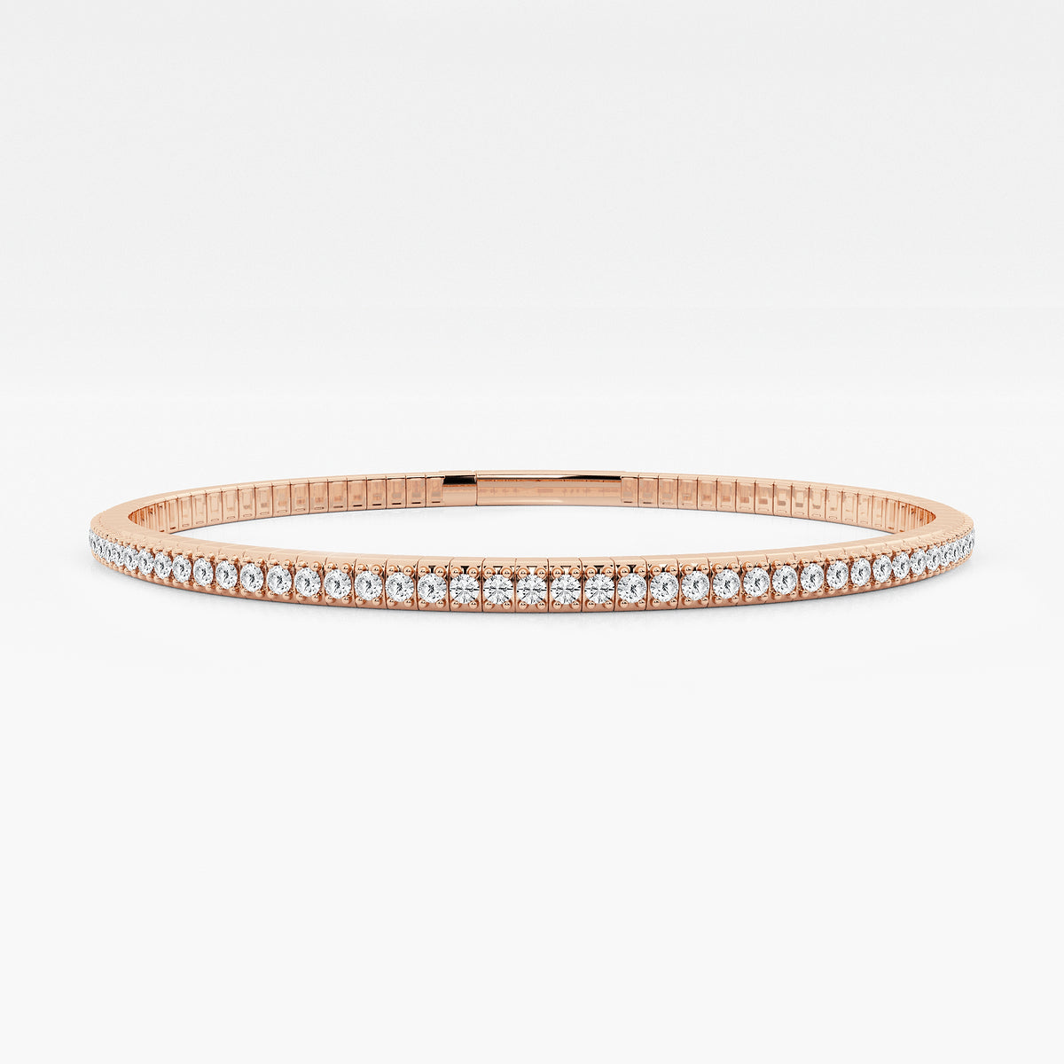 2 ctw Round Lab Grown Diamond Flex Bangle Bracelet - 7 Inches    14K Rose Gold, DE, VS1