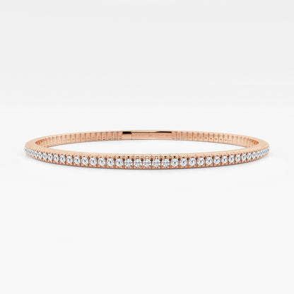 2 ctw Round Lab Grown Diamond Flex Bangle Bracelet - 7 Inches    14K Rose Gold, DE, VS1
