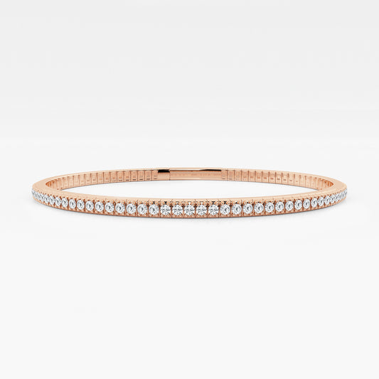 2 ctw Round Lab Grown Diamond Flex Bangle Bracelet - 7 Inches    14K Rose Gold, DE, VS1