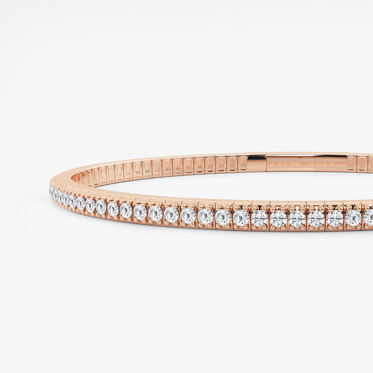 2 ctw Round Lab Grown Diamond Flex Bangle Bracelet - 7 Inches    14K Rose Gold, DE, VS1