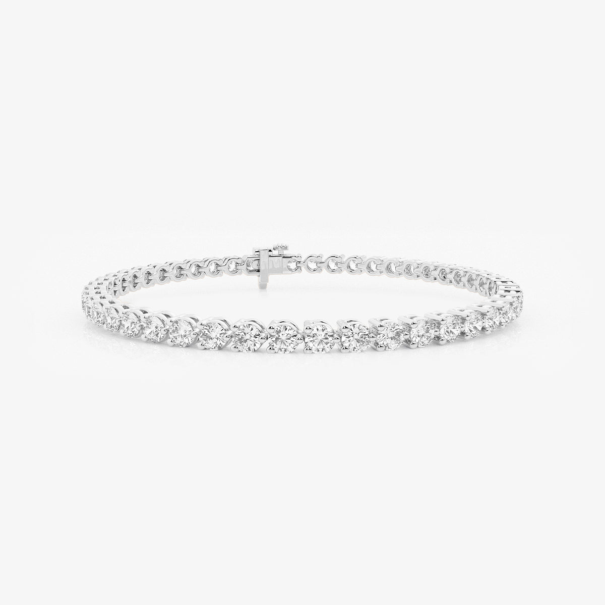 4 ctw Round Lab Grown Diamond Three-Prong Tennis Bracelet - 8 Inches    Platinum, DE, VS1