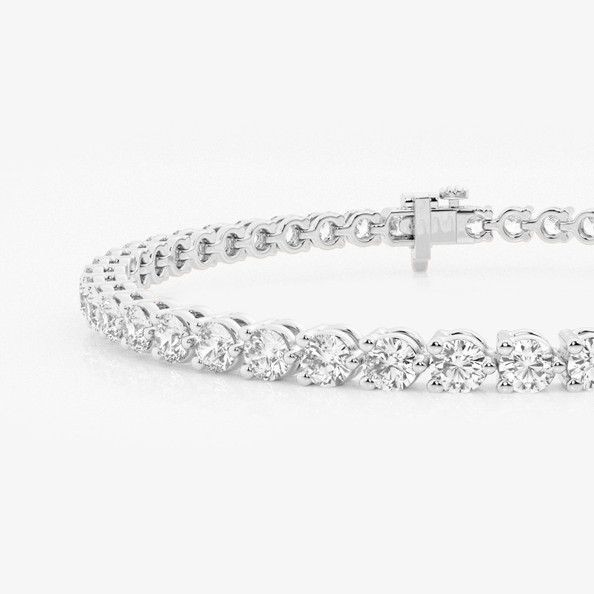 4 ctw Round Lab Grown Diamond Three-Prong Tennis Bracelet - 8 Inches    Platinum, DE, VS1