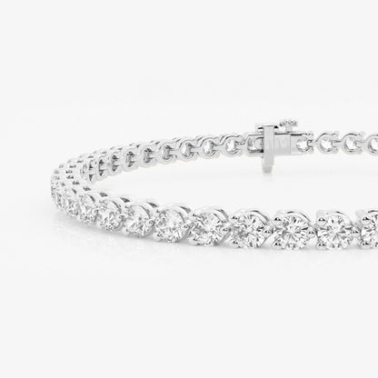 4 ctw Round Lab Grown Diamond Three-Prong Tennis Bracelet - 8 Inches    Platinum, DE, VS1