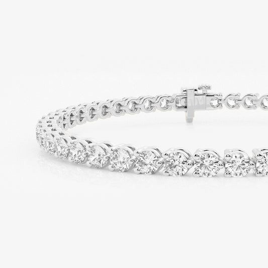 4 ctw Round Lab Grown Diamond Three-Prong Tennis Bracelet - 8 Inches    Platinum, DE, VS1