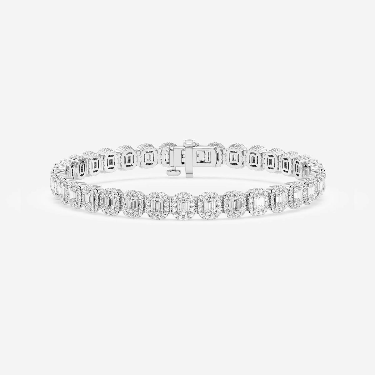 7 1/5 ctw Emerald Lab Grown Diamond Halo Bracelet - 7 Inches    Platinum, DE, VS1