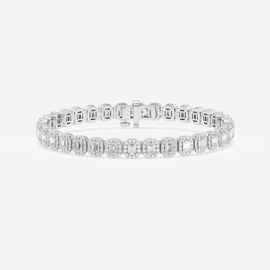 7 1/5 ctw Emerald Lab Grown Diamond Halo Bracelet - 7 Inches    Platinum, DE, VS1