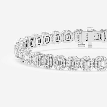 7 1/5 ctw Emerald Lab Grown Diamond Halo Bracelet - 7 Inches    Platinum, DE, VS1