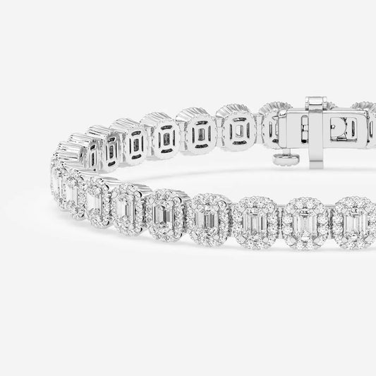 7 1/5 ctw Emerald Lab Grown Diamond Halo Bracelet - 7 Inches    Platinum, DE, VS1