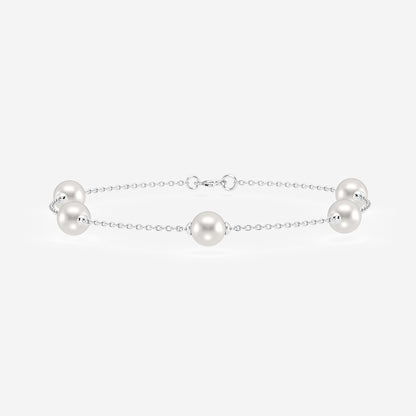 Cultured Freshwater Pearl Station Chain Bracelet