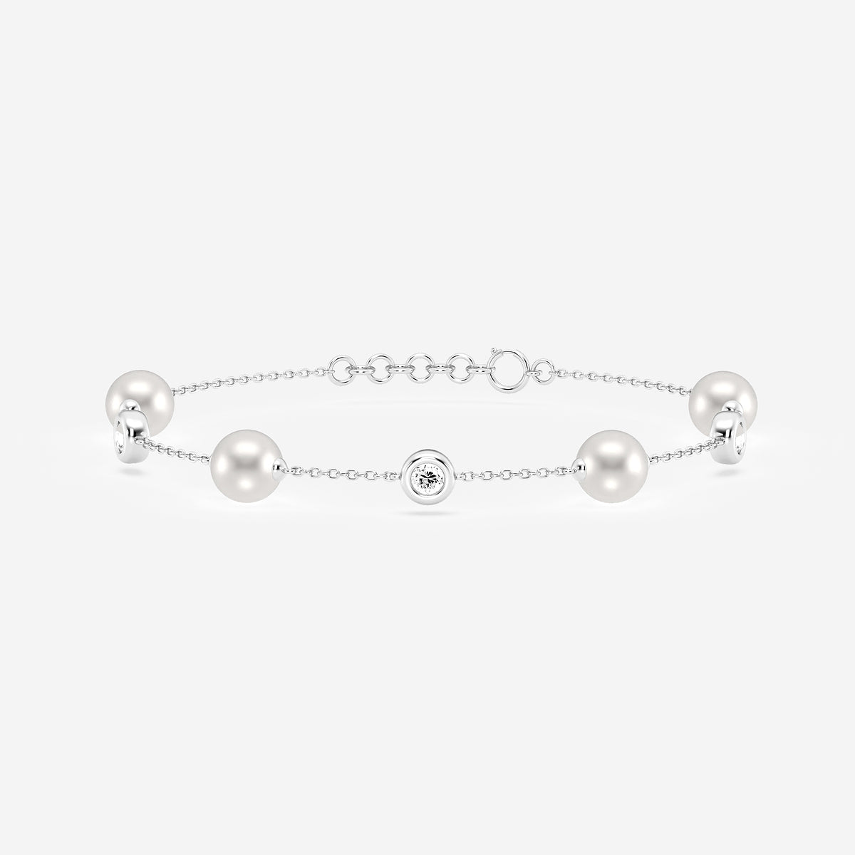 Cultured Freshwater Pearl & Lab Grown Diamond Bracelet