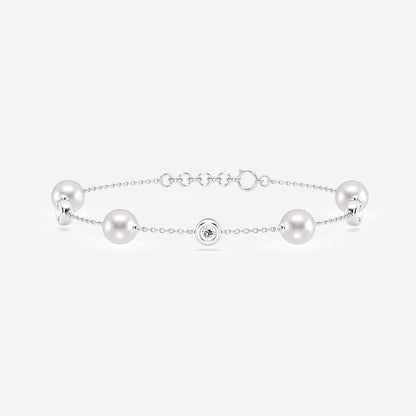 Cultured Freshwater Pearl & Lab Grown Diamond Bracelet