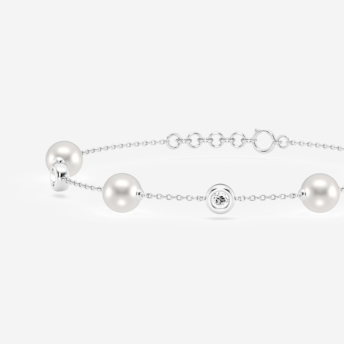 Cultured Freshwater Pearl & Lab Grown Diamond Bracelet