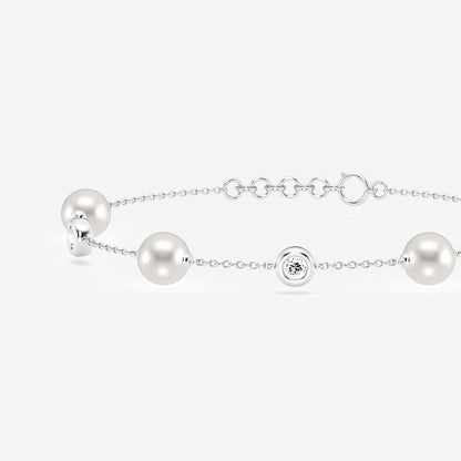Cultured Freshwater Pearl & Lab Grown Diamond Bracelet