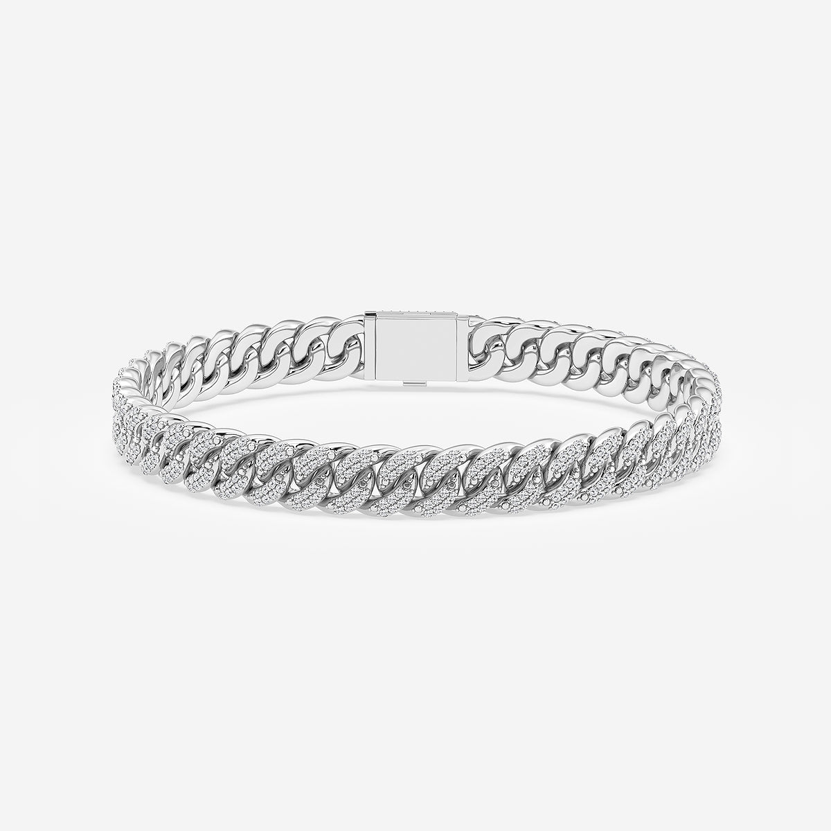 2 1/5 ctw Round Lab Grown Diamond Cuban Link Bracelet - 7 Inches    Sterling Silver, DE, VS1
