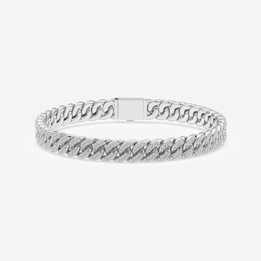 2 1/5 ctw Round Lab Grown Diamond Cuban Link Bracelet - 7 Inches    Sterling Silver, DE, VS1