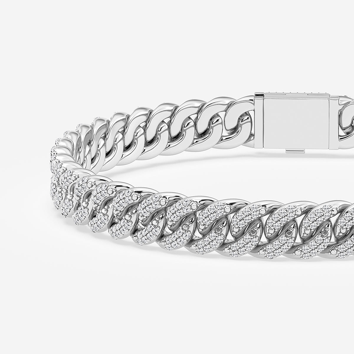 2 1/5 ctw Round Lab Grown Diamond Cuban Link Bracelet - 7 Inches    Sterling Silver, DE, VS1