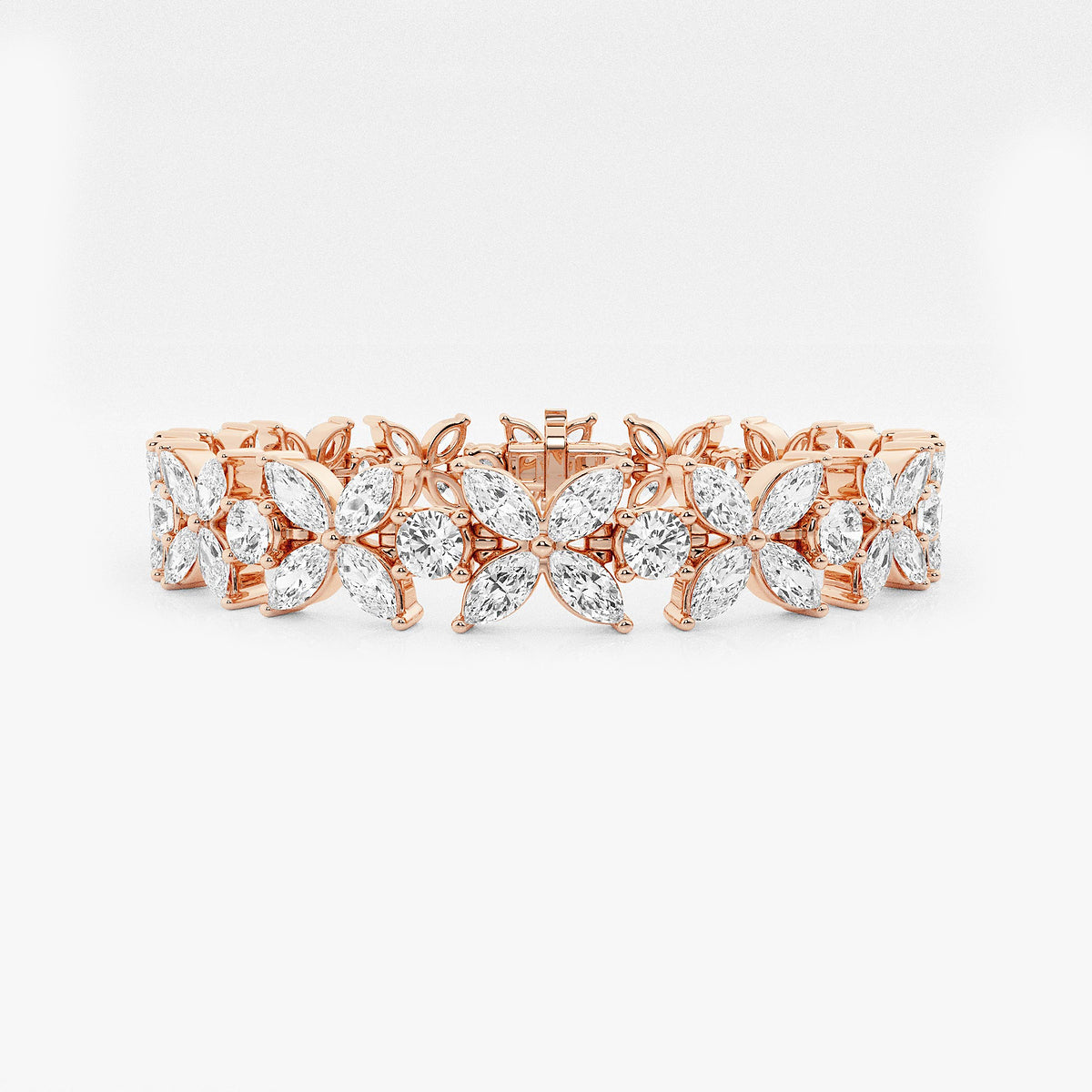 Marquise & Round Lab Grown Diamond Flower Bracelet - Elegant Special Occasion Jewelry