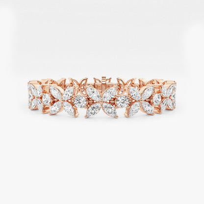 Marquise & Round Lab Grown Diamond Flower Bracelet - Elegant Special Occasion Jewelry