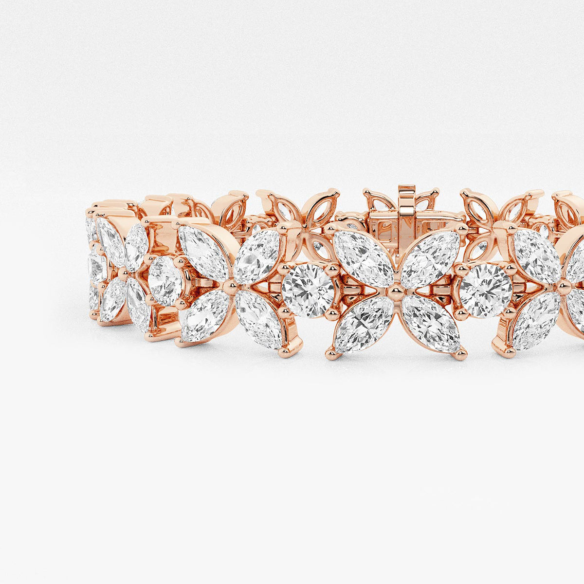 Marquise & Round Lab Grown Diamond Flower Bracelet - Elegant Special Occasion Jewelry
