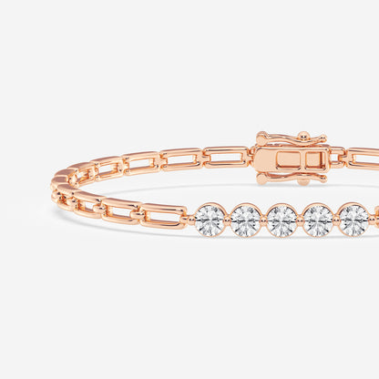 1 ctw Round Lab Grown Diamond Adjustable Five Stone Bracelet - 7 Inches    14K Rose Gold, DE, VS1
