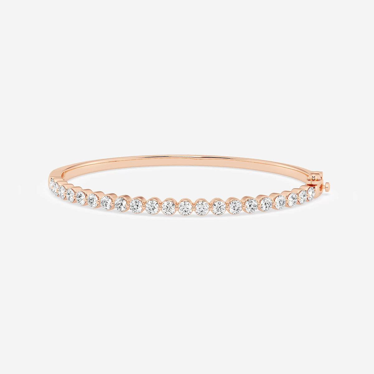 3 1/6 ctw Round Lab Grown Diamond Floating Bangle Bracelet - 7 Inches    14K Rose Gold, DE, VS1