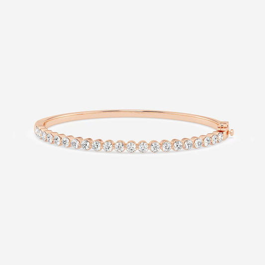 3 1/6 ctw Round Lab Grown Diamond Floating Bangle Bracelet - 7 Inches    14K Rose Gold, DE, VS1