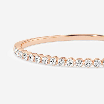 3 1/6 ctw Round Lab Grown Diamond Floating Bangle Bracelet - 7 Inches    14K Rose Gold, DE, VS1