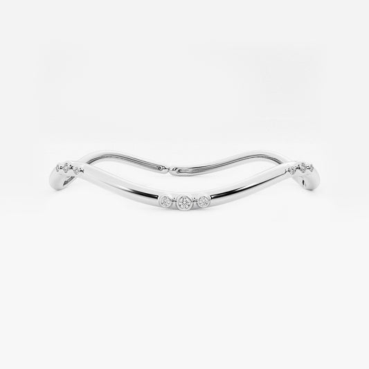 näas Eärth 1/2 ctw Round Lab Grown Diamond Wavy Bangle Bracelet - 7 Inches    14K White Gold, DE, VS1