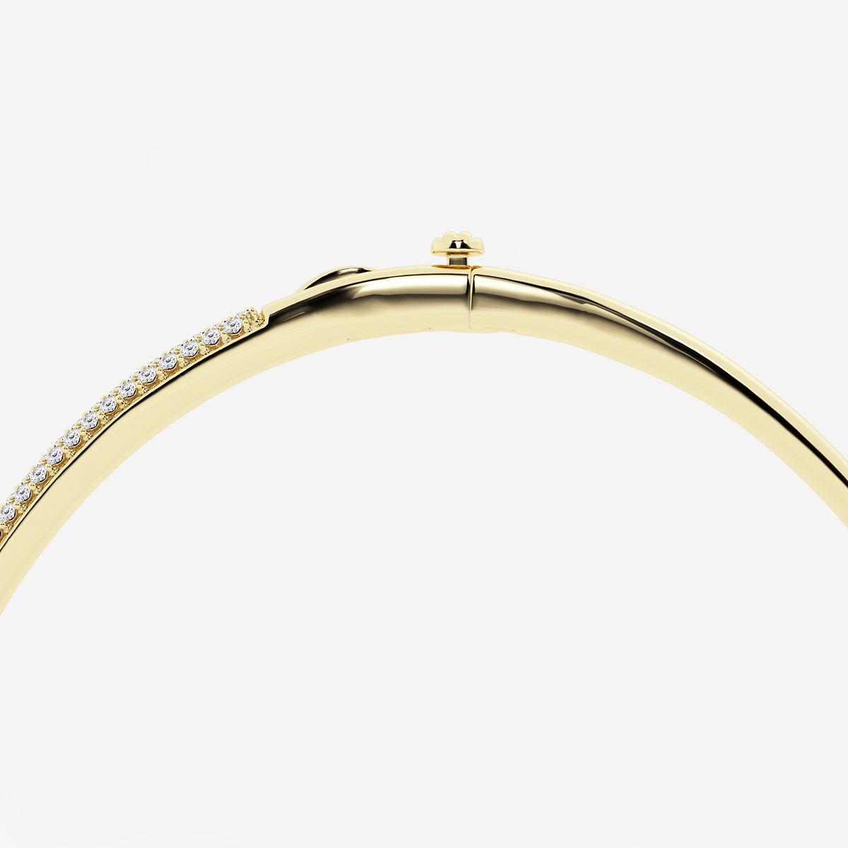 näas Bombë 1 ctw Round Lab Grown Diamond Pave Bangle Bracelet - 7 Inches    14K Yellow Gold, DE, VS1