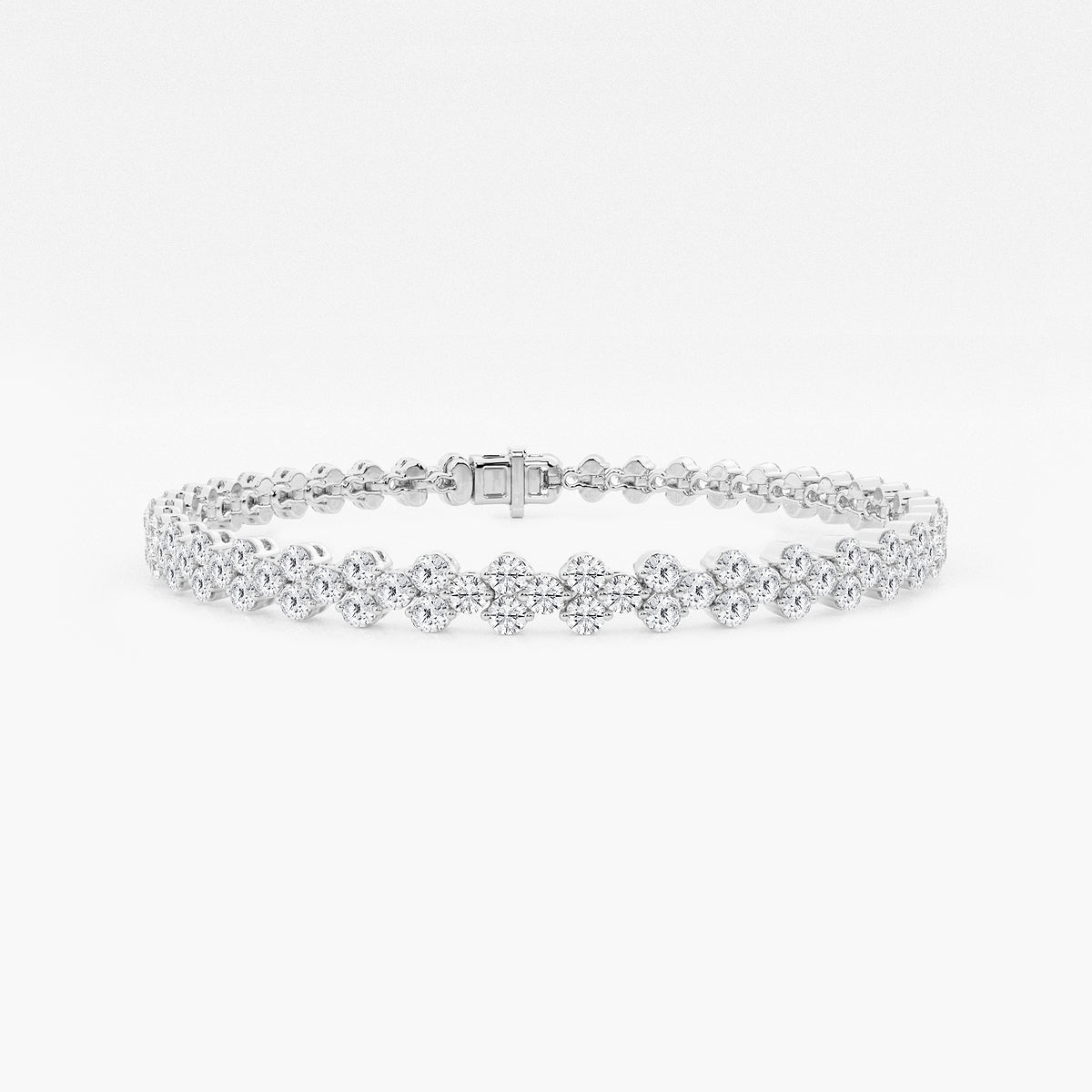 4 ctw Round Lab Grown Diamond Double Row Bracelet - 7 Inches    14K White Gold, DE, VS1
