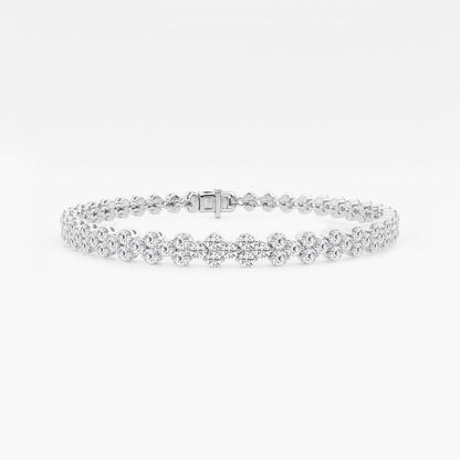 4 ctw Round Lab Grown Diamond Double Row Bracelet - 7 Inches    14K White Gold, DE, VS1