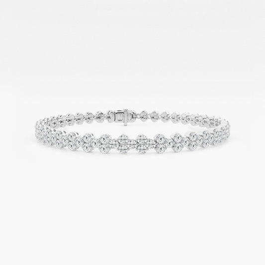 4 ctw Round Lab Grown Diamond Double Row Bracelet - 7 Inches    14K White Gold, DE, VS1