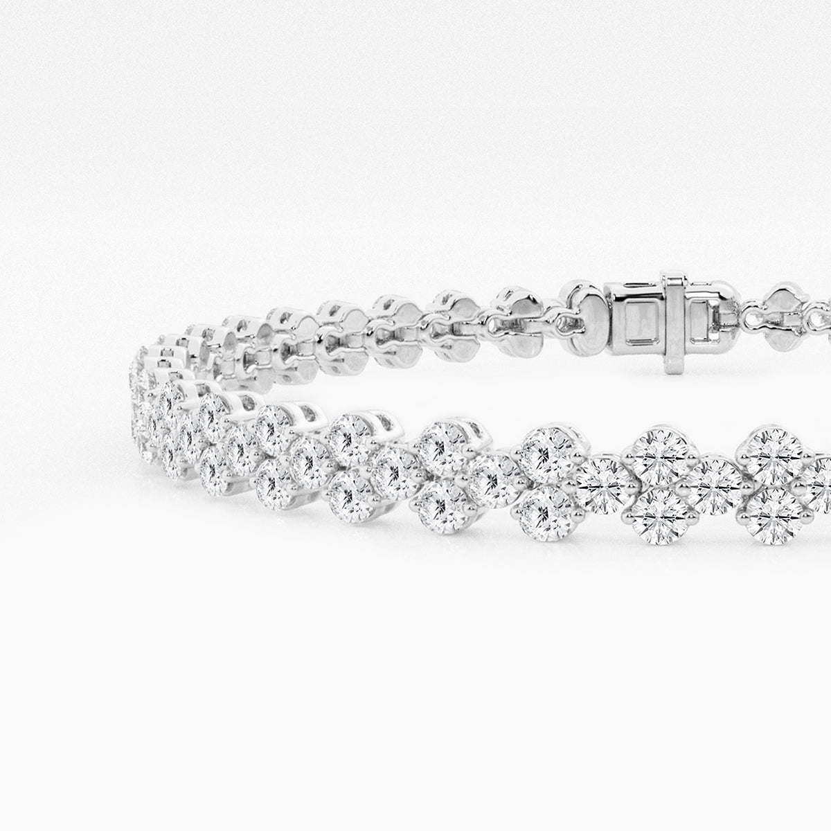 4 ctw Round Lab Grown Diamond Double Row Bracelet - 7 Inches    14K White Gold, DE, VS1