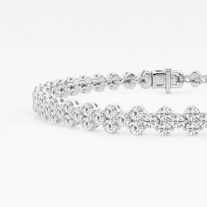 4 ctw Round Lab Grown Diamond Double Row Bracelet - 7 Inches    14K White Gold, DE, VS1