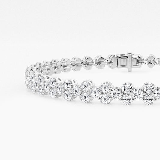 4 ctw Round Lab Grown Diamond Double Row Bracelet - 7 Inches    14K White Gold, DE, VS1