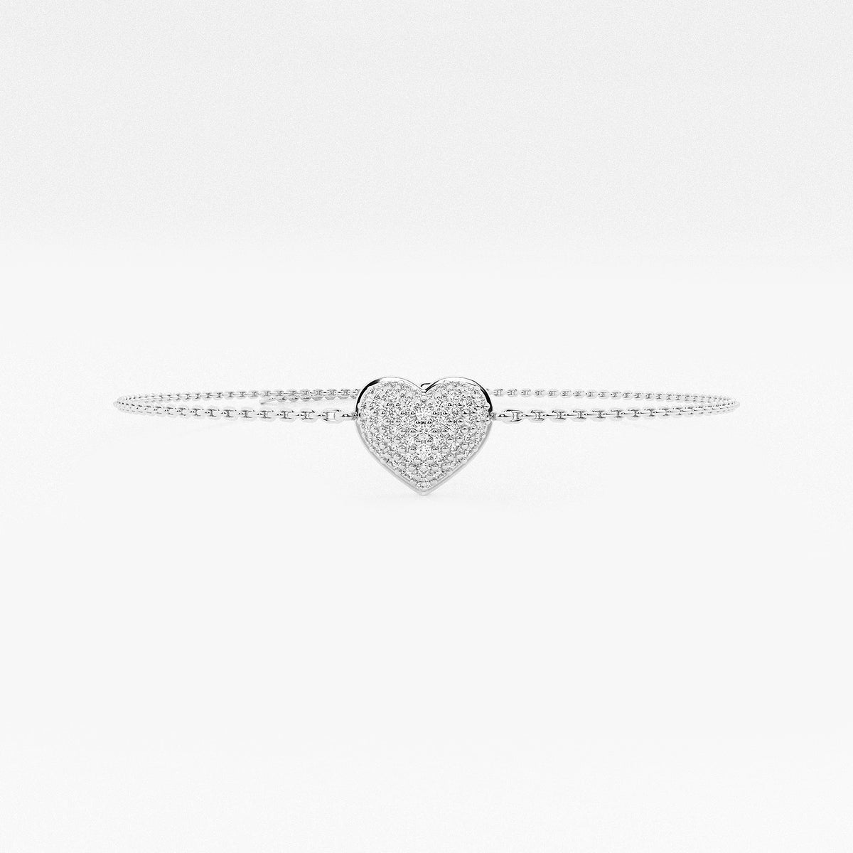 1/4 ctw Round Lab Grown Diamond Pave Heart Chain Bracelet Chain Bracelet - 7 Inches    Platinum, DE, VS1
