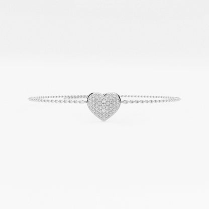 1/4 ctw Round Lab Grown Diamond Pave Heart Chain Bracelet Chain Bracelet - 7 Inches    Platinum, DE, VS1