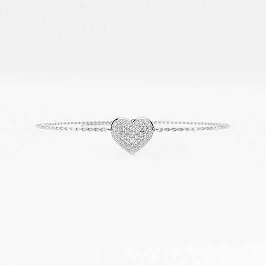 1/4 ctw Round Lab Grown Diamond Pave Heart Chain Bracelet Chain Bracelet - 7 Inches    Platinum, DE, VS1