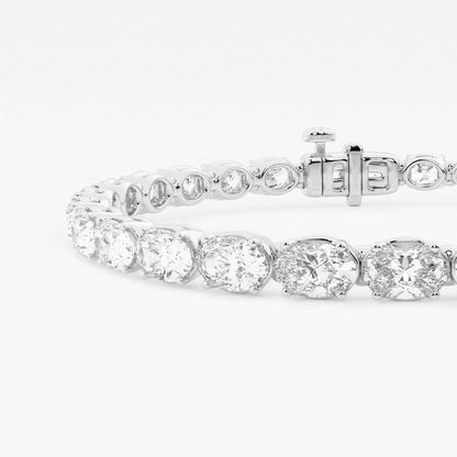10 ctw Oval Lab Grown Diamond East-West Tennis Bracelet - 8 Inches    Platinum, DE, VS1