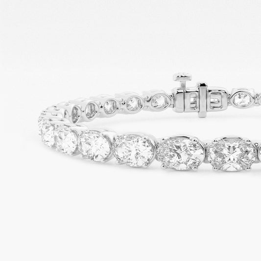 10 ctw Oval Lab Grown Diamond East-West Tennis Bracelet - 8 Inches    Platinum, DE, VS1