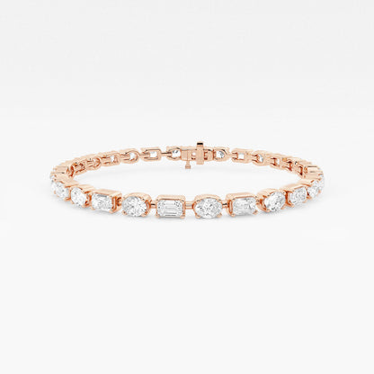 7 ctw Emerald and Oval Lab Grown Diamond Alternating Bracelet 7 Inches    18K Rose Gold, DE, VS1