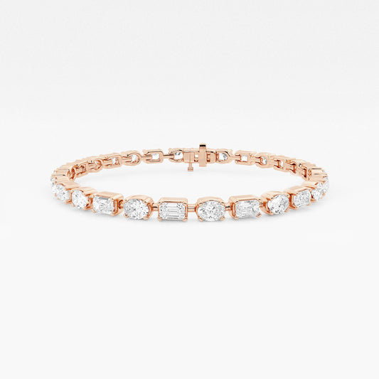 7 ctw Emerald and Oval Lab Grown Diamond Alternating Bracelet 7 Inches    18K Rose Gold, DE, VS1