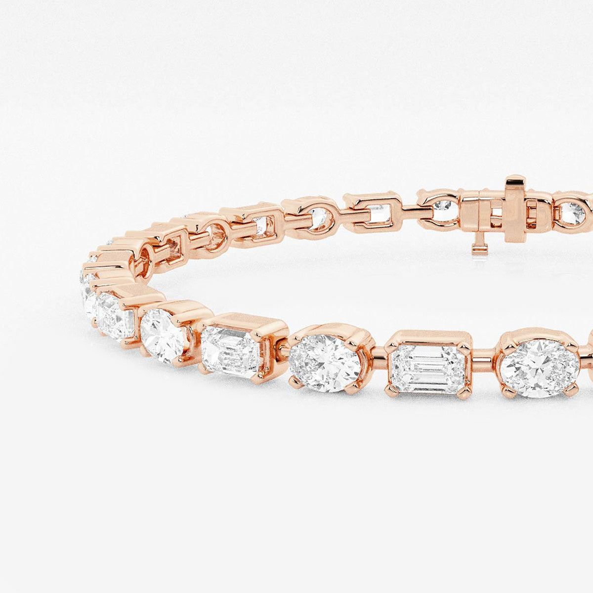 7 ctw Emerald and Oval Lab Grown Diamond Alternating Bracelet 7 Inches    18K Rose Gold, DE, VS1