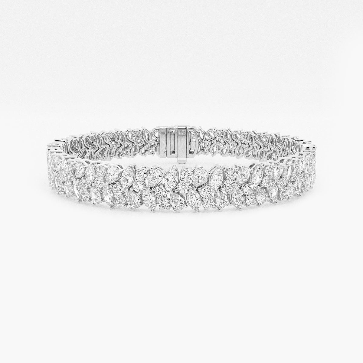 11 2/5 ctw Round, Pear, Marquise Lab Grown Diamond Alternating Bracelet - 7 Inches    18K White Gold, DE, VS1